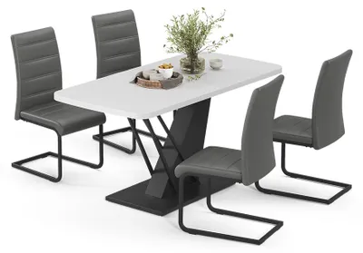 Imagen del producto de Set de mesa de comedor Vicco Fenaro Blanco/ 120 x 80 cm con 4 sillas de comedor, gris, Model 63003