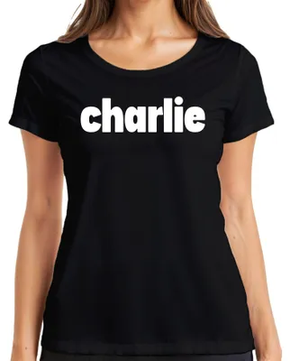 Productafbeelding van Charlie Schriftzug Charlie Kirk Protest T-shirt voor dames, zwart, maat M