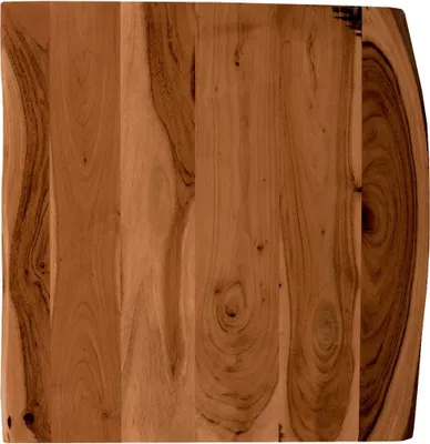 Produktbild von Holzplatte 60x60 cm Toni, Tischplatte aus Akazienholz massiv + nussbaumfarben, Baumkanten-Platte für Heimwerker, geeignet für Arbeitsplatten, Tische & Fensterbretter
