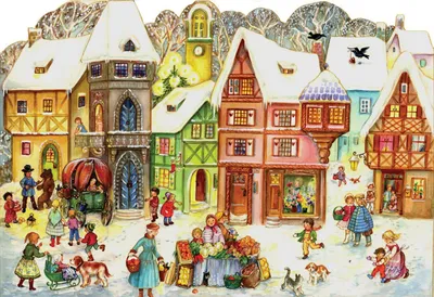 Produktbild von Adventskalender Weihnachtsmarkt – 24 Türchen mit Markt-Motiv
