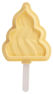 Image de Moules à glaçons en silicone - Moules à glaçons sur bâtonnets avec couvercle - Pour faire des glaces maison - LFGB - Jaune