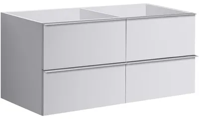 Obrázok produktu pre CERANO – Kúpeľňová skrinka pod umývadlo s úchytkou Velora – biela matná, chrómová úchytka – 119 x 53 x 46,5 cm