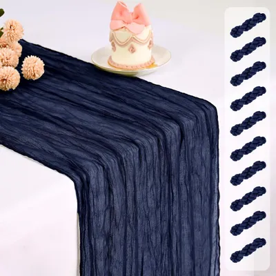 Produktbild von Tischläufer Marineblau 10 Stück 45 x 275 cm Polyester Käsetuch Optik