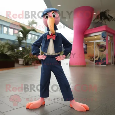 Produktbild von Marineblauer REDBROKOLY Flamingo Maskottchen Kostüm mit Jogginghose und Fliege