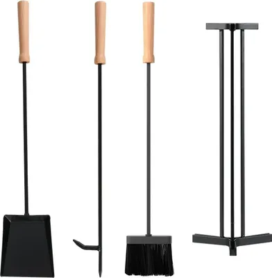 Zdjęcie produktu dla Zestaw narzędzi kominkowych, 4-częściowy metalowy zestaw ze stojakiem