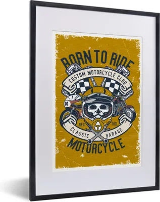 Produktbild von MuchoWow® MuchoWow® Gerahmtes Poster Mannshöhle - Schädel - Helm - Retro 30x40 cm - Poster mit zchwarzem Bilderrahmen - Wandposter Schlafzimmer