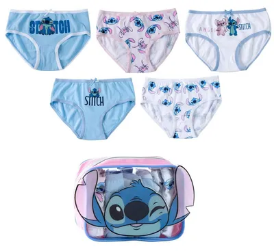 Productafbeelding van Stitch slipjes en toilettas set – meisjesondergoed, zacht en ademend