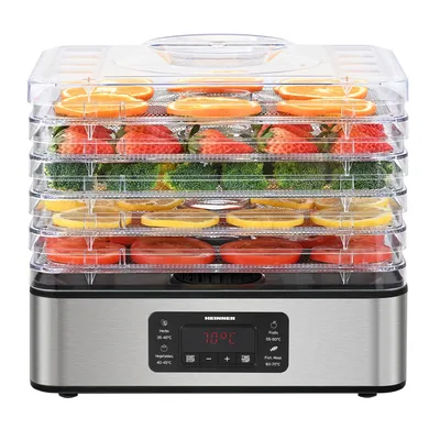 Produktbild von Heinner Drymaster Pro Dörrautomat 200–240 W, LED-Display, Elektronische Steuerung, 5 Dörrschalen, Timer, Edelstahl