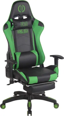 Produktbild von CLP Gaming Bürostuhl Turbo mit Fußablage Höhenverstellbar und drehbar schwarz/grün Material Kunstleder