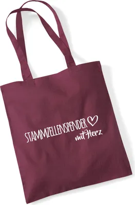 Produktbild von Huuraa Jutebeutel Stammzellenspender mit Herz 10 Liter Burgundy Baumwolle Tasche Geschenkidee