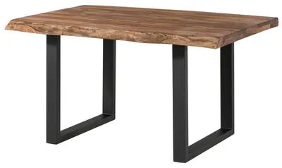 Immagine prodotto di MASSIVMOEBEL24 | FREEFORM 5 tavolo da pranzo in legno di sheesham - verniciato grigio / gambe in ferro U antracite matt 160x90
