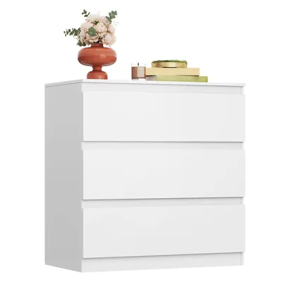 Produktbild von Kommode Schubladenkommode mit 3 Schubladen, Sideboard, Breit 70,8 cm , Modernes Design ohne Griffe, Mehrzweckschrank für Schlafzimmer, Weiß