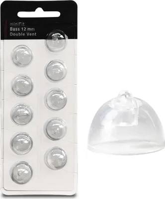 Produktbild von EWANTO miniFit 10er Blister 12 mm Vent Double Bass wie Oticon Domes Kuppeln Schirmchen für oticon miniFit Ex-Hörer MIFTD12M