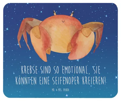 Produktbild von Mr. & Mrs. Panda Mauspad Emotionaler Krebs - Sternenhimmel Blau - Geschenk, Mouse Pad, Krebse sind so emotional, Horoskop, pc mausunterlage, mousematte, Mousepad, laptop