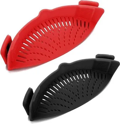 Obrázok produktu pre Teplotne odolný silikónový filter s odkvapkávacím sitkom, čierny a červený, balenie po 2 kusoch