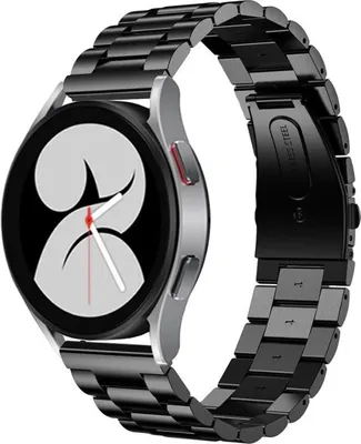 Produktbild von Strap-it Stahlgliederarmband – Samsung Galaxy Watch 7 (40 & 44 mm) / Watch 6 (Classic) / Watch 5 (Pro) / Watch 4 (Classic) / Watch FE – Metall-Edelstahlarmband für Galaxy Watch – Schwarz