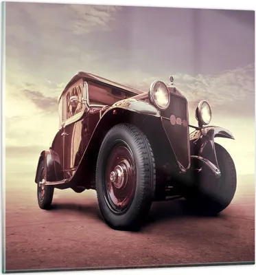 Produktbild von Bilder auf glas - Retro auto luxus alt - 30x30cm - Glasbilder - Wandbilder - Kunstdruck - zum Aufhängen bereit - Wanddekoration aus Glas - Glas Bilder - Wandbild auf Glas - Einteilig - GAC30x30-2621