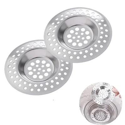 Productafbeelding van 2 stuks afvoersieb van roestvrij staal, 7,5 cm, voor douche, badkuip en keuken