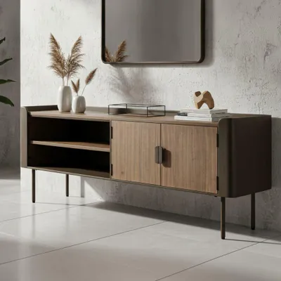 Image de FURNLUX Support TV Toronto Vert 150cm / Couleur principale : Vert / Dimensions : 150 x 58 x 42 cm