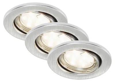 Image de set de 3 lampes LED encastrées, Ø 8,6 cm, 3 W, aluminium, Briloner Leuchten