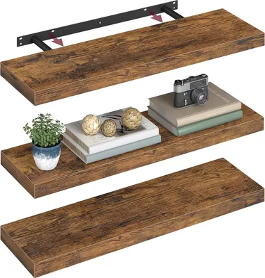 Productafbeelding van Famanu Wandplanken set van 3 - Vintage bruin, 20 x 80 x 3,8 cm