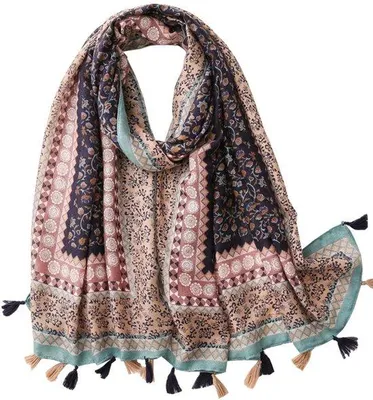 Immagine prodotto di Ibenzoa® Sciarpa multifunzionale grande, 180 x 90 cm – sciarpa leggera da donna con delicato motivo floreale, versatile come sciarpa, mantella o copricapo