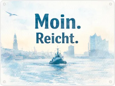Produktbild von Moin. Reicht. Uferlandschaft mit Boot Metallschild in 15x20 cm