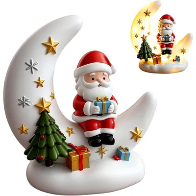 Produktbild von Weihnachtsdeko Nachtlicht, Weihnachtsmann Mondlampe, USB, Tischdeko Innen