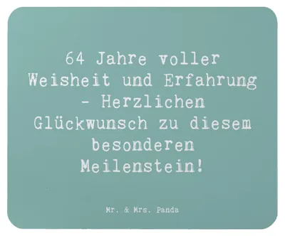 Produktbild von Mr. & Mrs. Panda Mouse Pad Spruch 64. Geburtstag Weisheit - Meeresbrise - Geschenk, mauspad pc, Geburtstagspersonalisiert, Happy Birthday, 64 Jahre, Träume, Glückwunsch