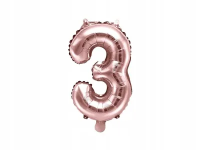 Zdjęcie produktu dla Balon foliowy Cyfra '3', 35cm, różowe złoto