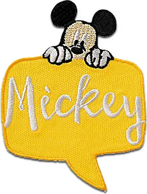 Produktbild von Disney © Mickey Mouse Sprechblase - Aufnäher, Bügelbild, Aufbügler, Applikationen, Patches, Flicken, Zum Aufbügeln, Größe: 6,5 x 9 cm