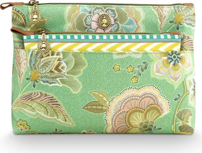 Produktbild von Pip Studio Caryn Cosmetic Bags Combi Matata Green 26x7.5x18cm/22x1x13cm