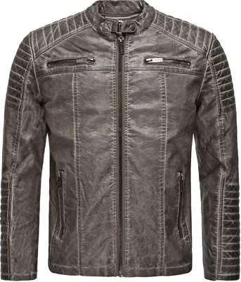 Produktbild von Red Bridge Herren Biker Jacke Kunst- Lederjacke Bikerjacke Grau M