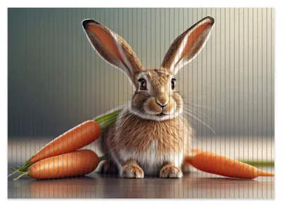 Produktbild von Wallario Duschmatte Antirutschmatte Badmatte Fußmatte Flauschiger Hase mit Möhren, Größe ca. 70 x 50 cm