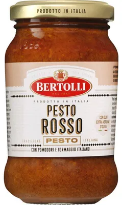 Produktbild von Bertolli Pesto Rosso 185g – Italienisches rotes Pesto mit Tomaten, Olivenöl & Parmesan
