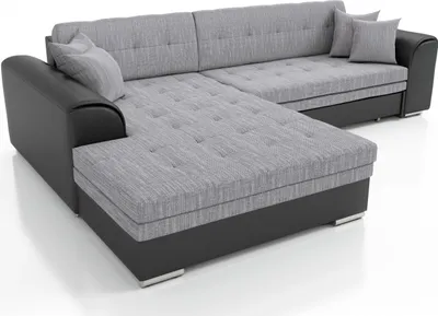 Produktbild von Couchgarnitur SARRA Schwarz- Grau mit Schlaffunktion Ottomane Links