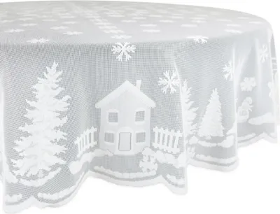 Produktbild von Vintage-Spitzen-Weihnachtstischdecke, dekorative Spitzentischdecke, Weihnachtsdekoration