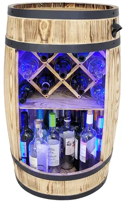 Immagine prodotto di Bar domestico con luce LED colorata RGB Armadietto per alcolici in botte di legno