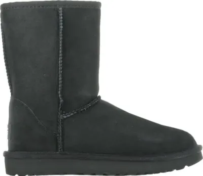 A single black UGG boot shown from the side against a white background.