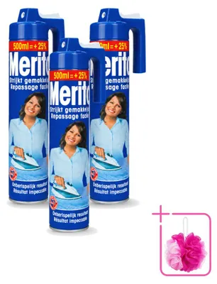 Zdjęcie produktu dla 3 sztuki sprayu do prasowania Merito - 500 ml - zestaw ekonomiczny