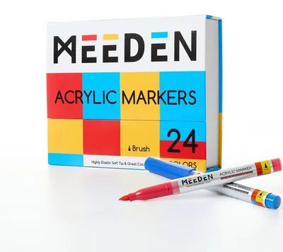 Produktbild von Acrylmarkerstifte Set 24 Farben Pinselspitze Schnelltrocknend Wasserfest