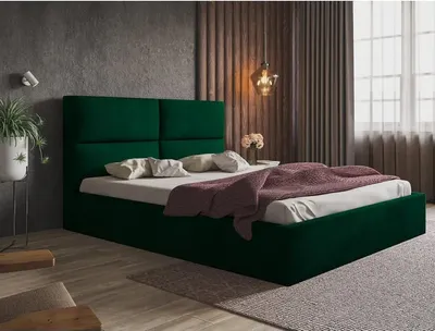 Produktbild von Polsterbett SIM 6 mit Kopfteil, 120x200 cm, Doppelbett mit Bettkasten und Lattenrost aus Holz, Velourstoff, Farbe: Grün