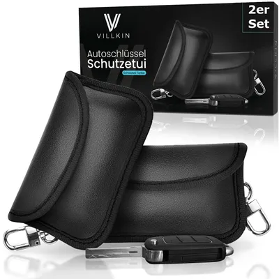 Zdjęcie produktu dla Etui na kluczyki samochodowe Villkin - ochrona Keyless-Go | 100% ochrona przed kradzieżą | Uniwersalne dopasowanie | Blokada RFID | Niemiecka jakość