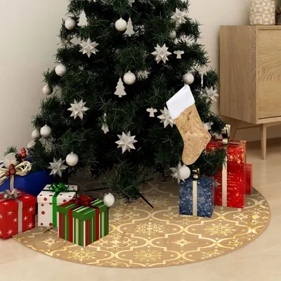 Zdjęcie produktu dla The Living Store koc choinkowy ze skarpetą z żółtego materiału 150 cm