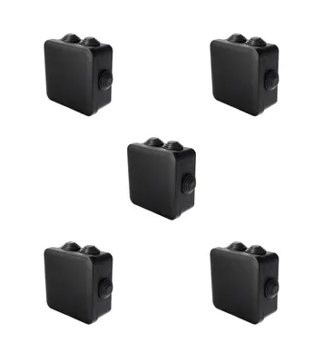 Immagine prodotto di 5x scatola ermetica a vista con pressacavi, chiusura a scatto, 78x78x47 mm, nera, IP55, EDO777833, EDO Technic