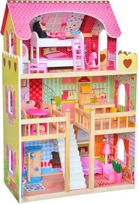 Produktbild von 4iQ Holzpuppenhaus LENA für Kinder 59x30x90 cm