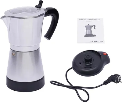 Produktbild von Espressokocher - Elektrischer Moka-Kocher - 300 ml - 480 W - Aluminiumlegierung - Mit Sockel - Silber