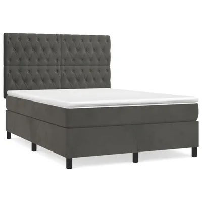 Productafbeelding van vidaXL Boxspringbed met matras, donkergrijs, 140x190 cm, fluweel