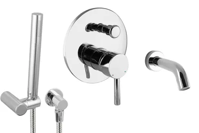 Produktbild von PaulGurkes unterputz Set Badewanne Wannenset Wanneneinlauf rund Messing