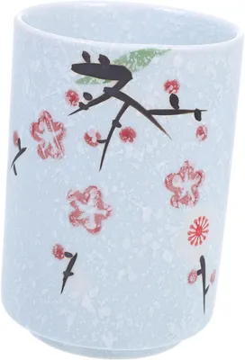 Produktbild von Japanisch inspirierte Teetasse und Teebecher im Retro-Stil aus weißer Keramik, 300ml, für Zuhause und Büro